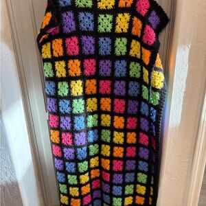 Colorful Hand Knit Blanket